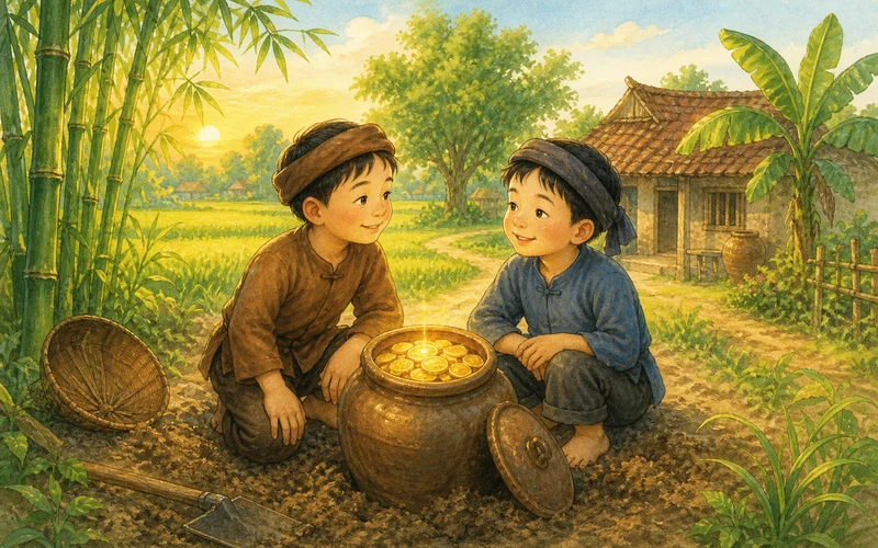 Ảnh bìa truyện Hai anh em và Hũ vàng